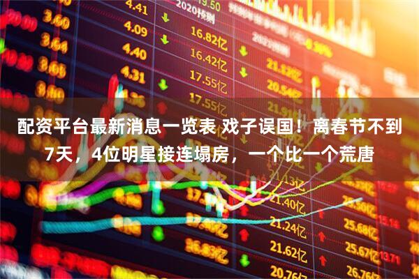 配资平台最新消息一览表 戏子误国！离春节不到7天，4位明星接连塌房，一个比一个荒唐